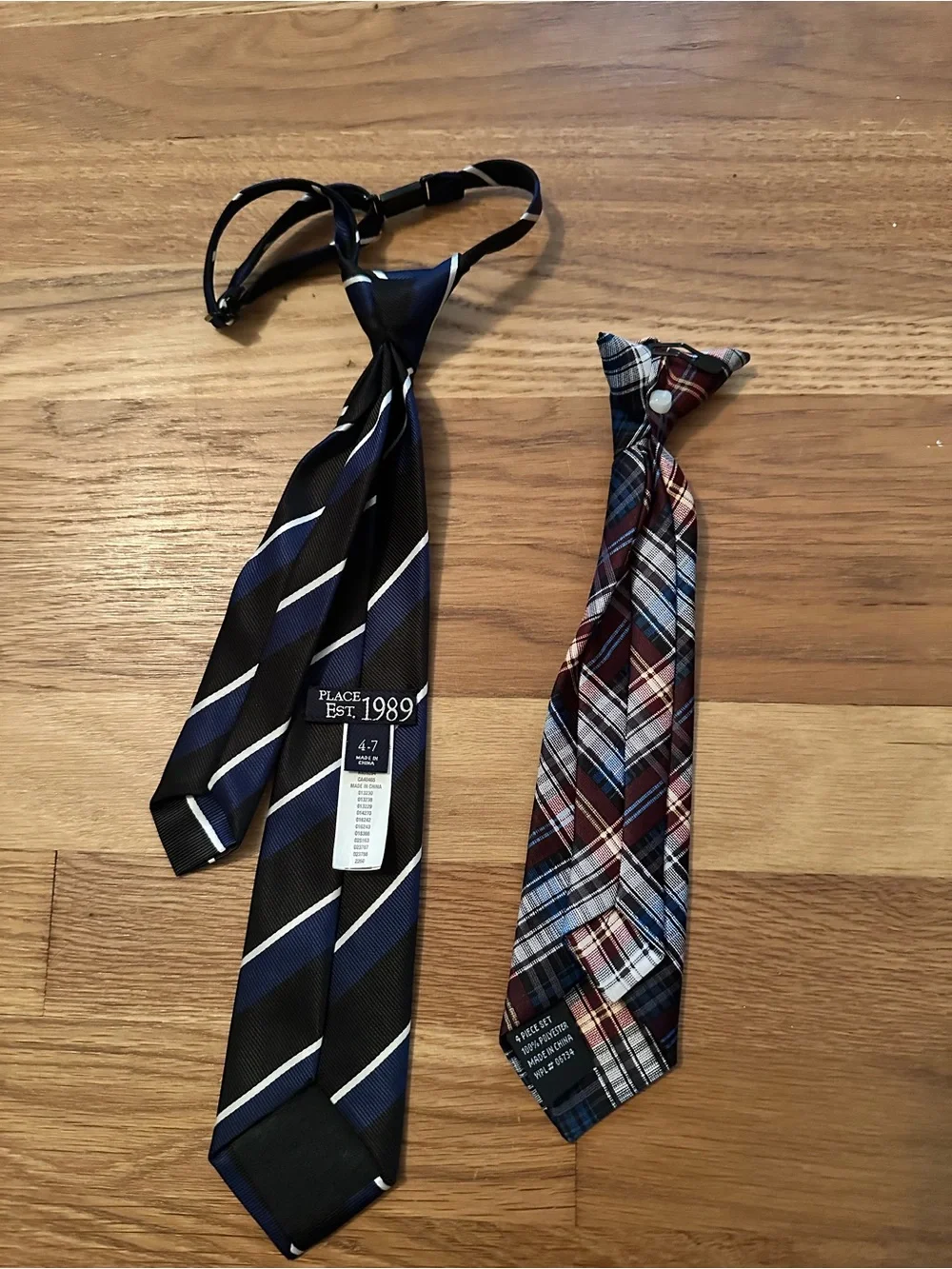 Bundle of 2 Little Boys Ties Necktie and Clip On Ties